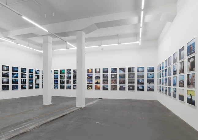 Installation view of Doug Aitken sculpture and photography exhibition