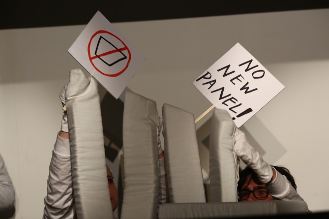 Installation view of performance by Wyatt Kahn