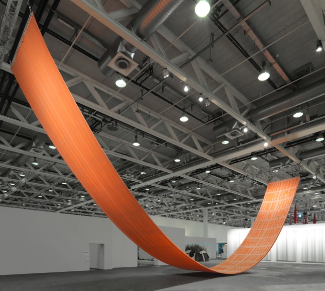 Installation view of sculpture by Sam Falls