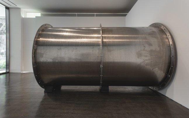 Installation view of sculpture by Oscar Tuazon