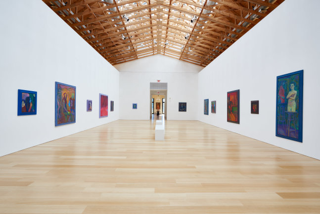 Installation view of paintings by Steven Shearer