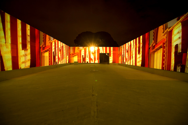 Installation view of living art installation by Doug Aitken