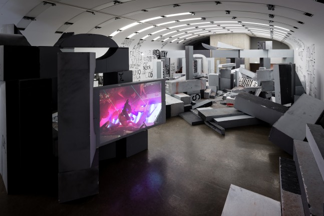 Installation view sculptures by Liam Gillick