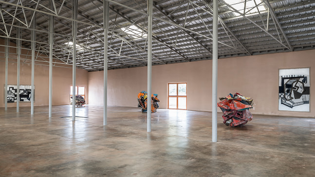 Installation view of paintings by Tobias Pils