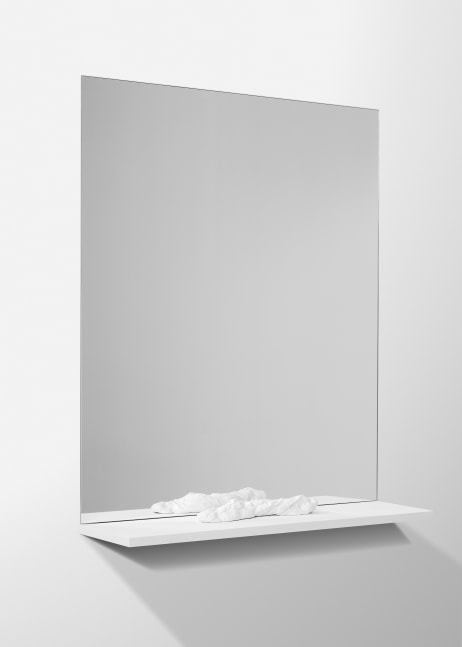 Mario a Marzo 

2001

Mirror, wood, bronze, dispersion

Ed. 1/2 Mirror 130 x 110 cm / 51 1/8 x 43 1/4 in

Shelf 3 x 110 x 30 cm / 1 1/8 x 43 1/4 x 11 3/4 in

Object 8 x 45 x 14 cm / 3 1/8 x 17 3/4 x 5 1/2 in

&amp;copy; Archiv Franz West &amp;copy; Estate Franz West&amp;nbsp;