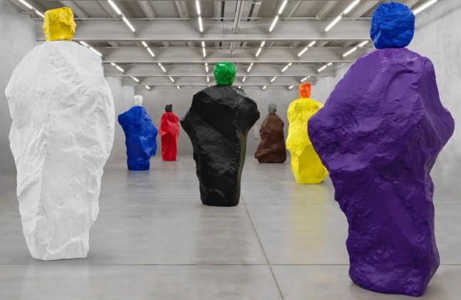 Installation view of sculptures by Ugo Rondinone