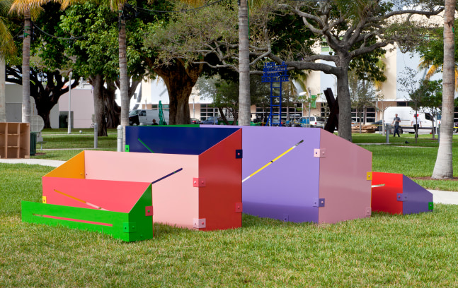 Installation view of sculpture by Sam Falls