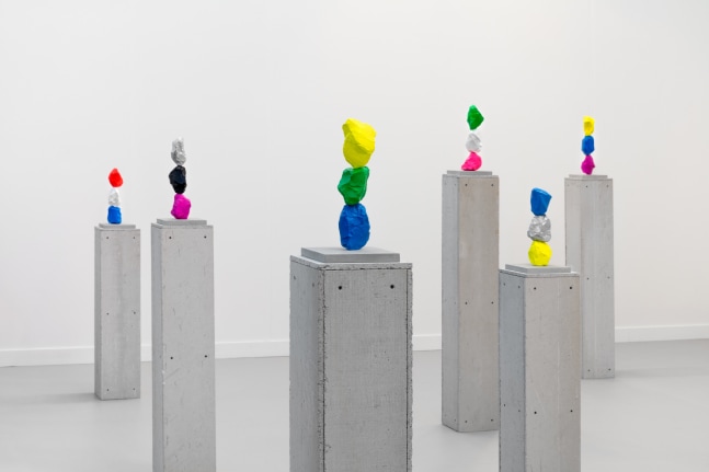 Installation view of sculptures by Ugo Rondinone