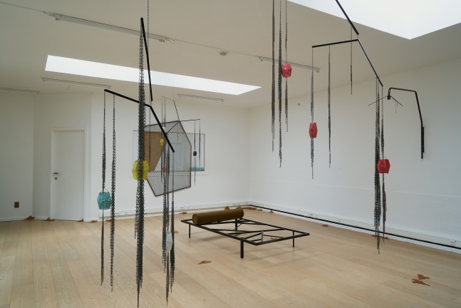 Installation view of sculptures by Martin Boyce