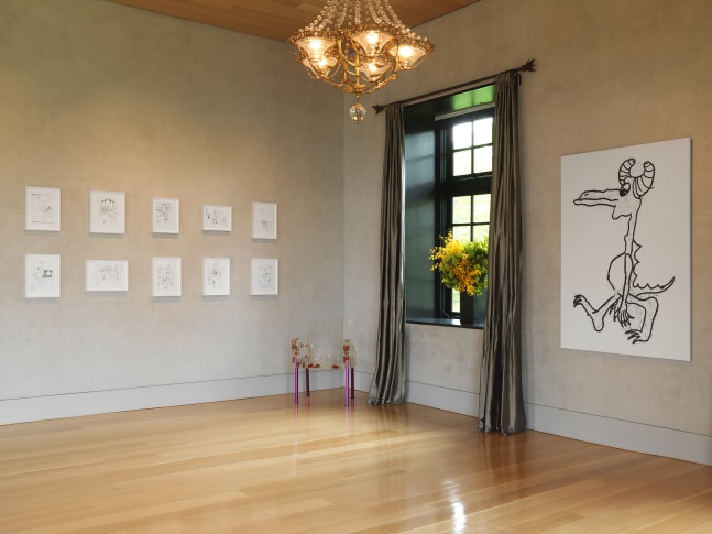 Installation views of drawings by Joe Bradley
