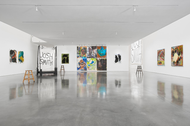 Installation view of paintings by Josh Smith