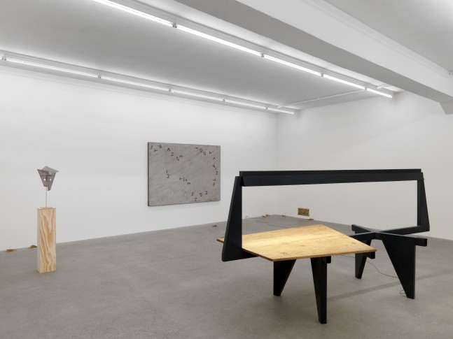 Installation view of Martin Boyce sculpture and photography exhibition