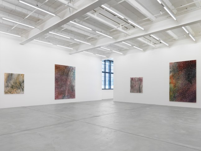 Installation view of Sam Falls paintings exhibition