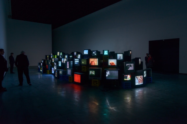 Installation view of video work by Douglas Gordon