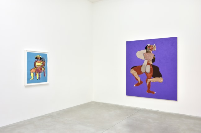 Installation view of paintings by Tschabalala Self