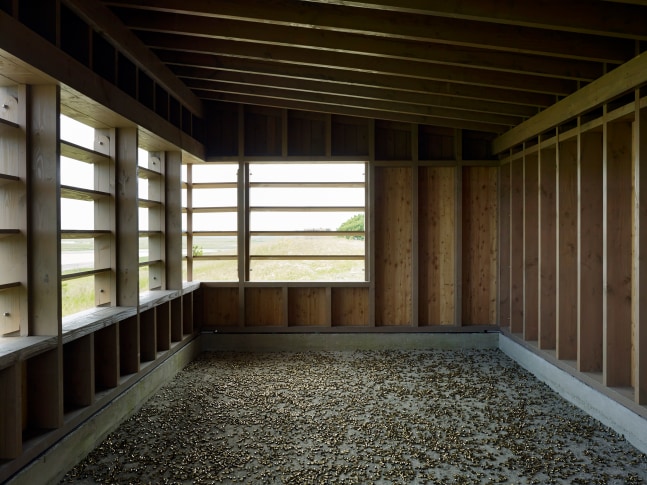 Installation view of sculpture by Matias Faldbakken