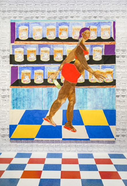 Installation view of painting by Tschabalala Self