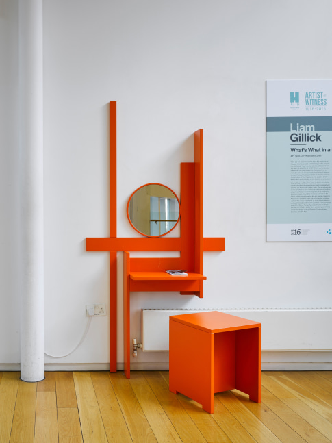 Installation view of sculptures by Liam Gillick