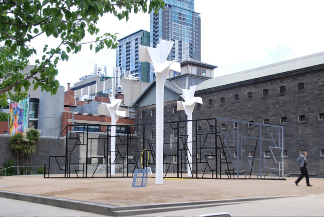 Installation view of sculptures by Martin Boyce