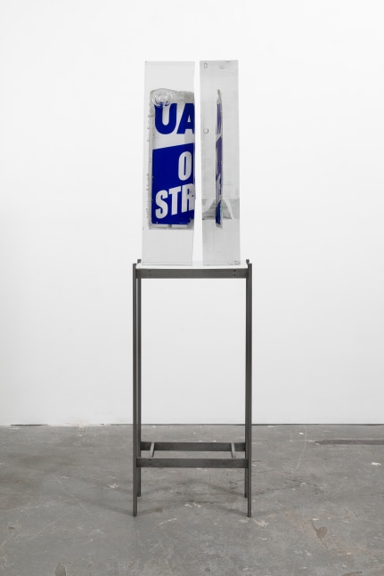 Riven

2024

Strike signs, polyurethane resin, steel, acrylic

Sculpture 81 x 33 x 20 cm / 31 7/8 x 13 x 7 7/8 in

Pedestal 101 x 47 x 25 cm / 39 3/4 x 18 1/2 x 9 7/8 in

&amp;copy; Matthew Angelo Harrison