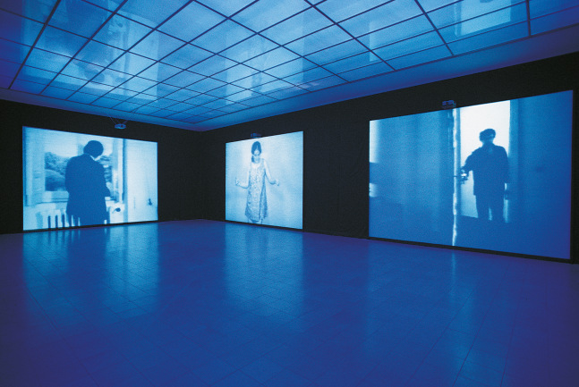 Installation view of video work by Ugo Rondinone