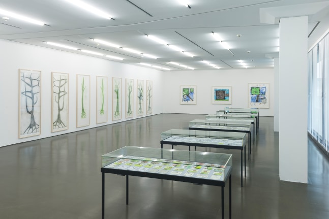 Installation view of paintings by Albert Oehlen and Carroll Dunham