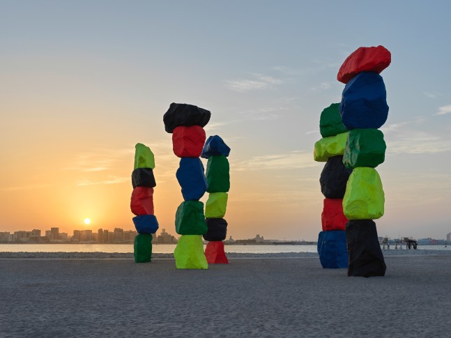 Installation view, Ugo Rondinone, Doha Mountains, Qatar Museum, Doha, Qatar, 2022