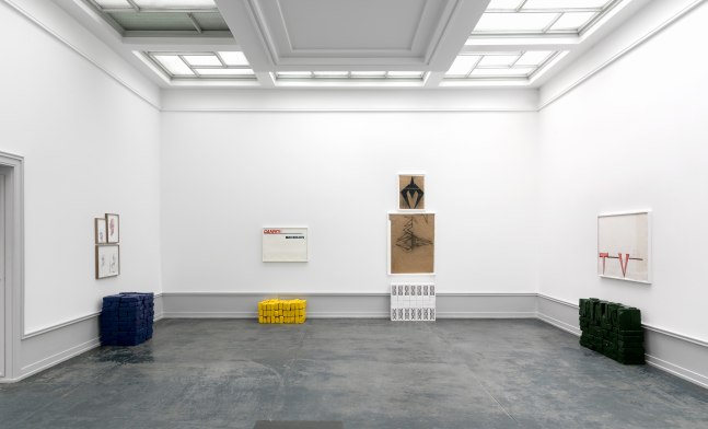 Installation view of sculptures by Matias Faldbakken