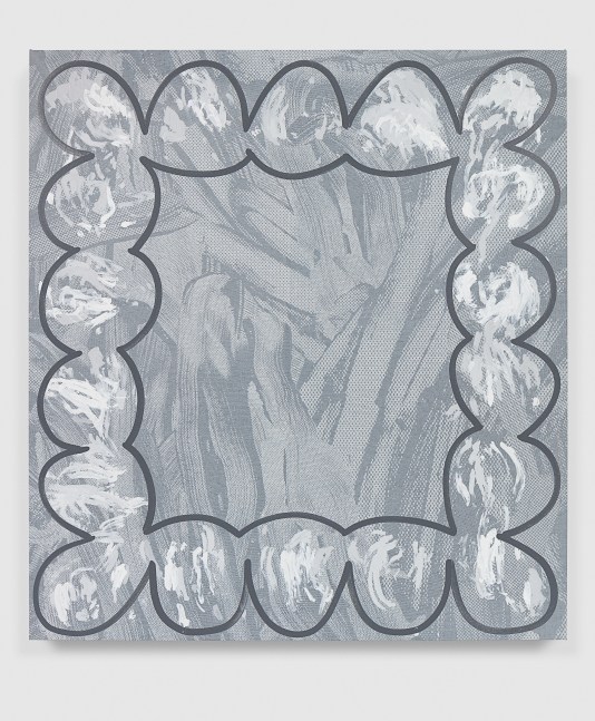 Greyscale painting of forms by Amy Feldman