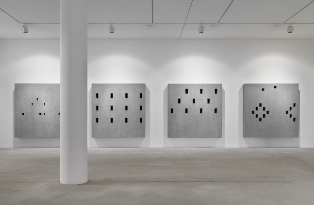 Installation view of wall works by Valentin Carron