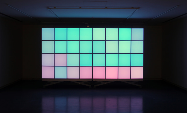 Installation view of sculptures by Angela Bulloch