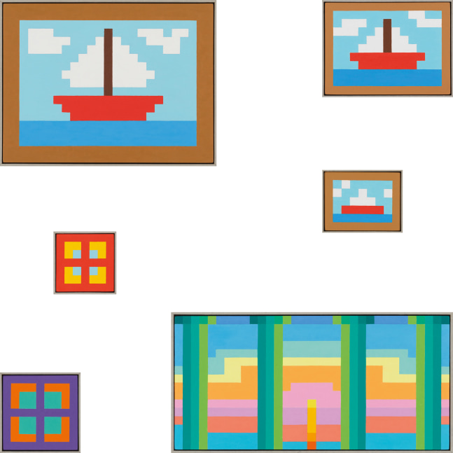 Image of six small paintings by Jean-Frédéric Schnyder