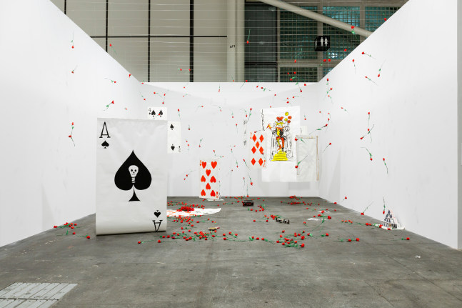 Installation view, Karen Kilimnik, The Joker Episode of The Avengers, Art Basel Unlimited, Basel, 2024