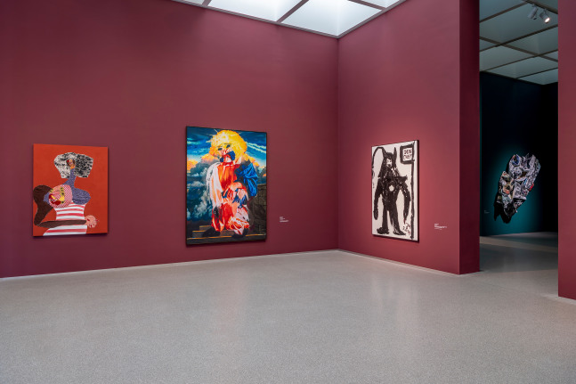 Installation view of painting by Tschabalala Self