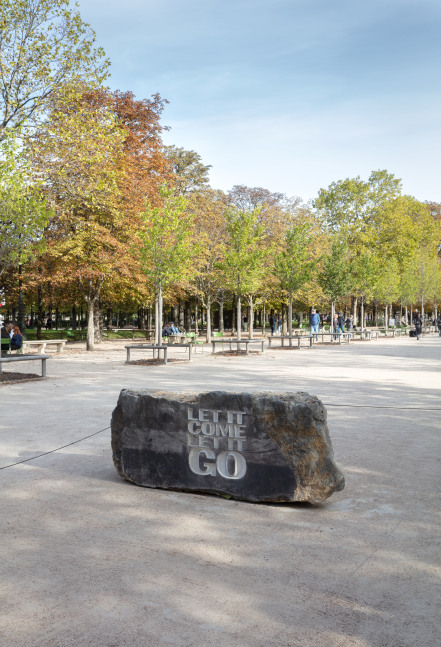 Installation view, John Giorno, LET IT COME LET IT GO, Jardin des Tuileries, Paris, 2023