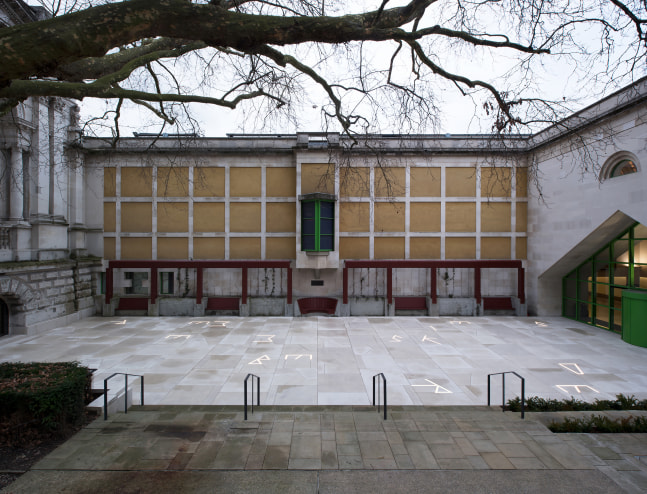 Installation view of outdoor sculpure by Martin Boyce