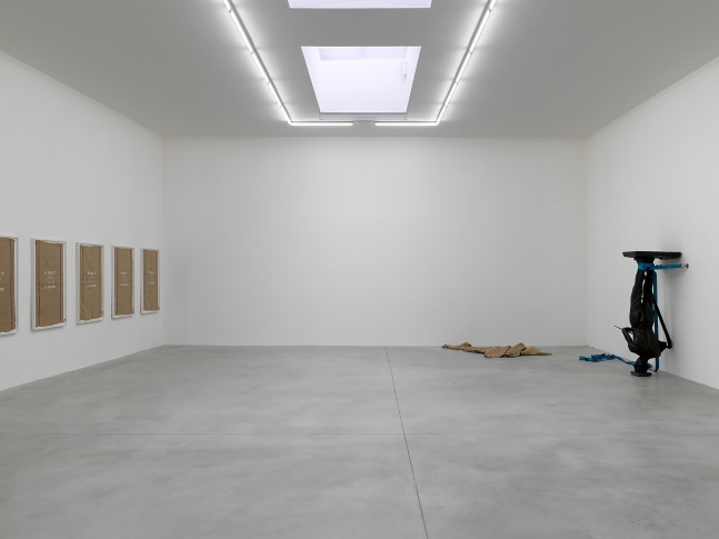 Installation view of sculptures by Matias Faldbakken