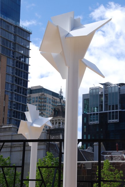 Installation view of sculptures by Martin Boyce