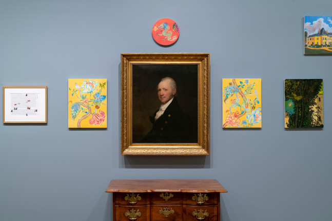 Installation view of drawings and paintings by Karen Kilimnik