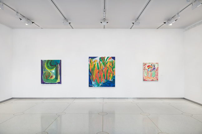 Installation view of Paintings by Shara Hughes