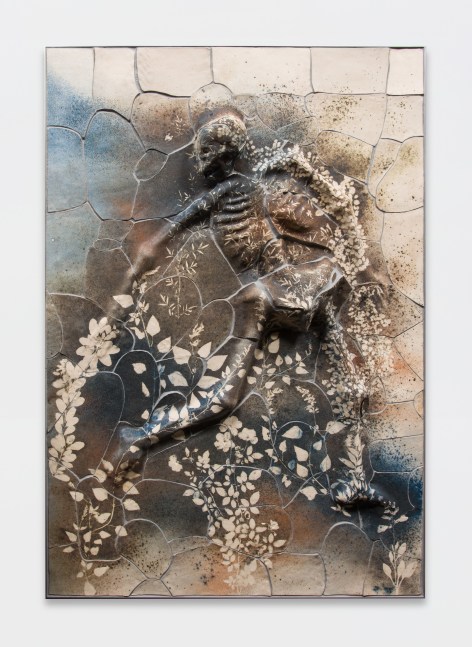 ceramic with skeleton by Sam Falls