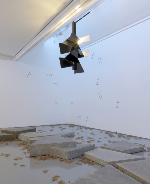 Installation view of sculptures by Martin Boyce