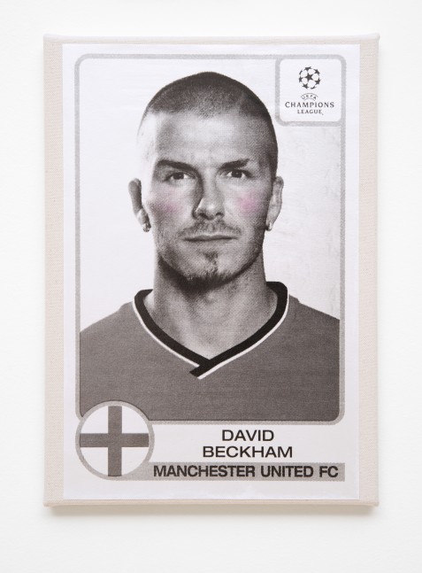 wall work with photography of David Beckham by Sarah Ortmeyer