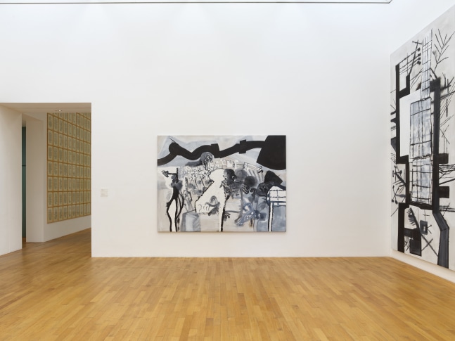 Installation view of paintings by Tobias Pils