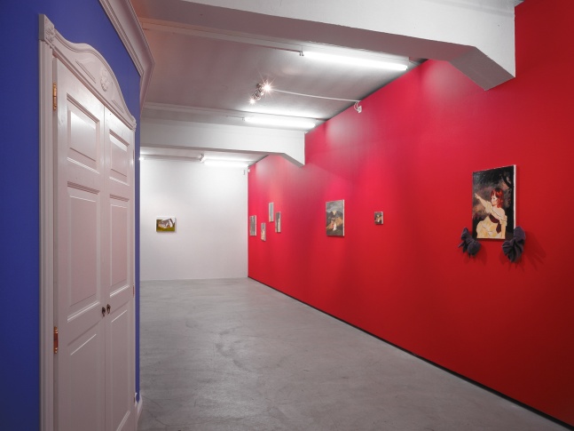 Installation view of Karen Kilimnik paintings and installation exhibition