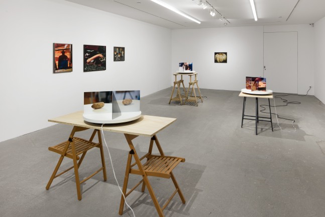 Installation view of Lucas Blalock photography and sculpture exhibition