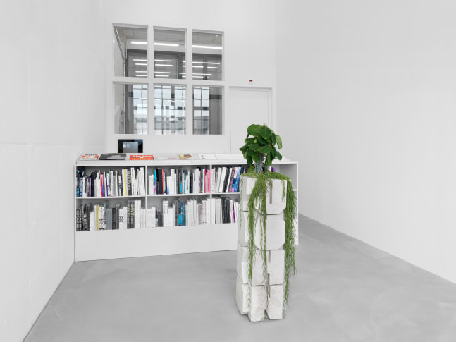 Installation view of Doug Aitken video and sculpture exhibition