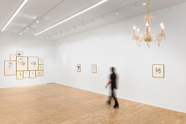 installation views of drawings by Karen Kilimnik