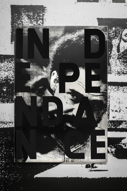 Installation view of paintings by Adam Pendleton