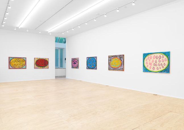 Installation view of Josh Smith paintings exhibition
